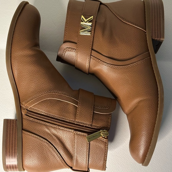 Michael Kors Jilly Faux Pebbled Leather Ankle Boot Brown Size 9 - Picture 3 of 7